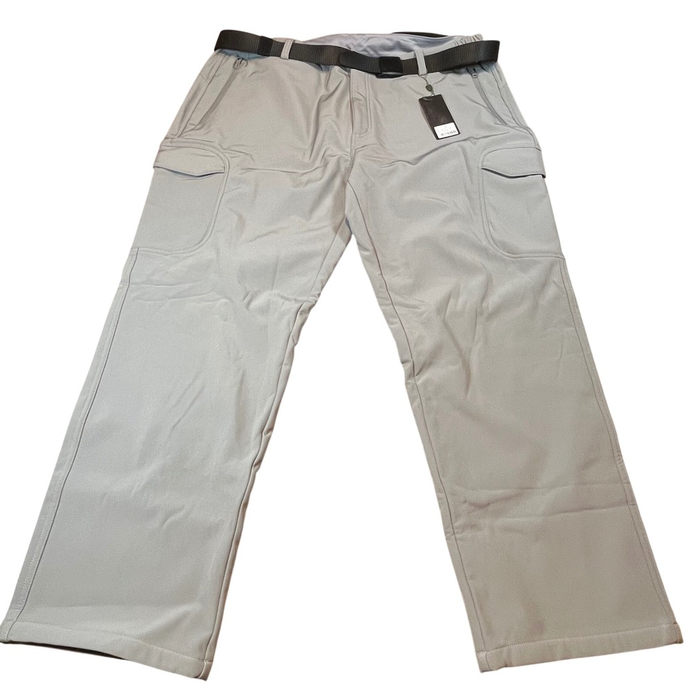 FREE SOLDIER Mens Outdoor Softshell Fleece Lined Cargo Pants Gray 46W x 32L New